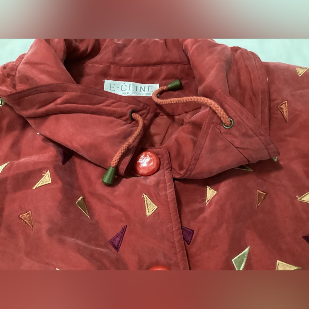 vintage Red silk jacket - Picture 5 of 9